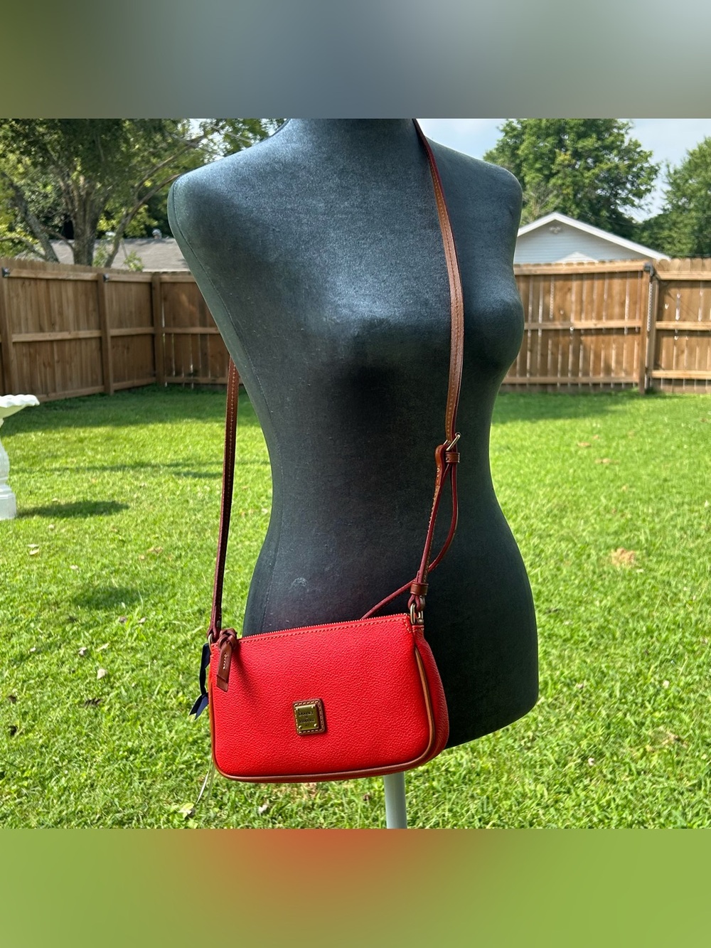 NWT Dooney  & Bourke Orange Pebble Leather Crossbody with Brown Strap